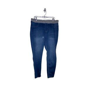 Womens Stretch Denim Jeggings No Boundaries Xxl/2Xl Blue Pull On Elastic Waist